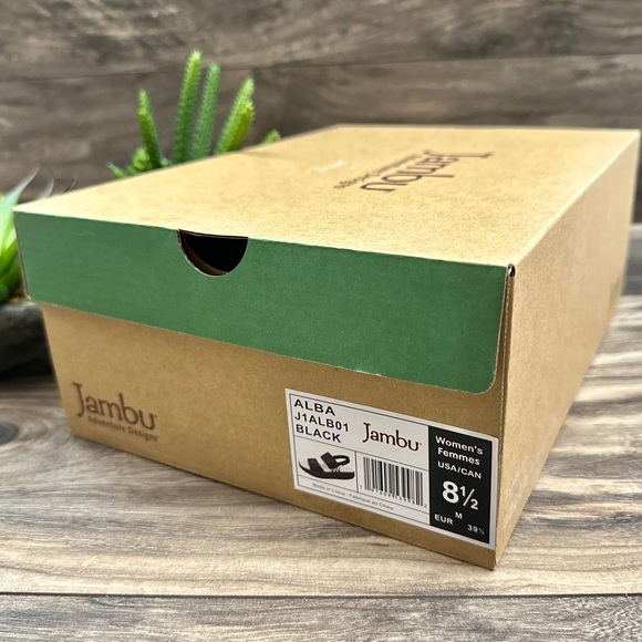 NIBNIB Jambu Alba Slingback Rocker Platform Sandal Black Leather - Picture 13 of 14